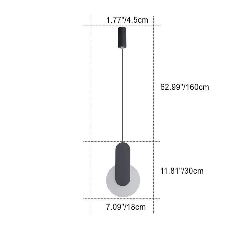 Lámpara colgante LED semicircular redonda de hierro acrílico de simplicidad moderna para mesita de noche 