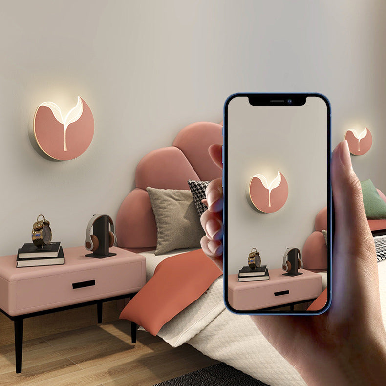 Zeitgenössische kreative Eisen Acryl Sapling Schatten LED Wandleuchte Lampe für Schlafzimmer 