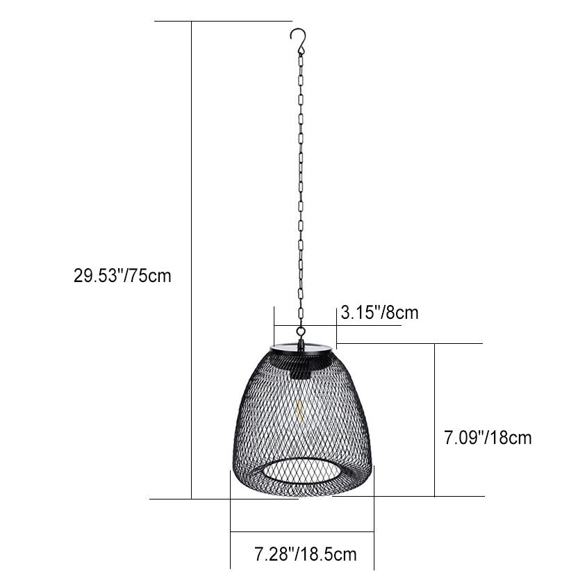 Traditionelle rustikale Eisen-Netz-Rattan-Webkäfig-LED-Solar-Wasserdichte Pendelleuchte für den Außenbereich 