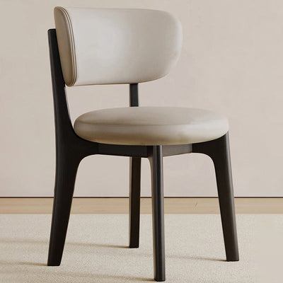 Silla de comedor sin brazos contemporánea de simplicidad redonda con respaldo de marco de madera de terciopelo suave para comedor 