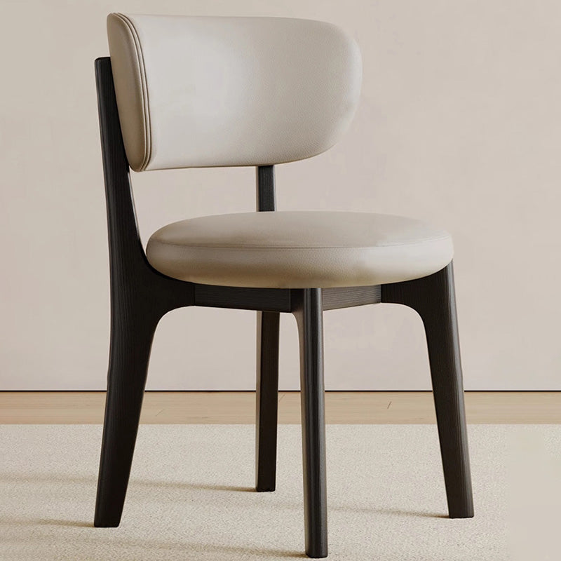 Silla de comedor sin brazos contemporánea de simplicidad redonda con respaldo de marco de madera de terciopelo suave para comedor 