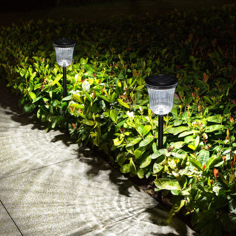Lampe de pelouse LED moderne noire transparente solaire extérieure imperméable à insérer dans le sol du jardin 
