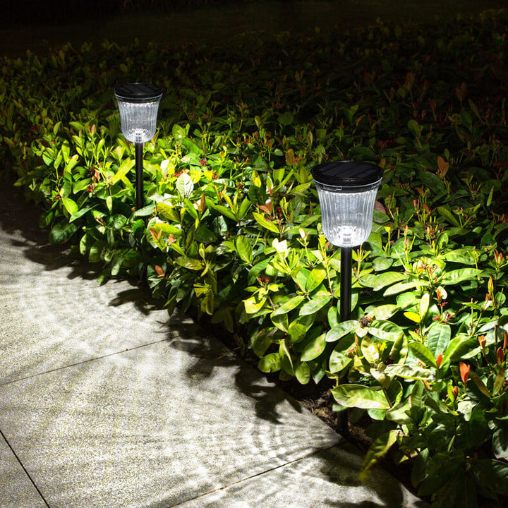 Lampe de pelouse LED moderne noire transparente solaire extérieure imperméable à insérer dans le sol du jardin 