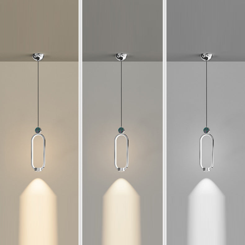 Modern Minimalist Geometric Elliptical Ring Crystal Aluminum LED Pendant Light For Living Room