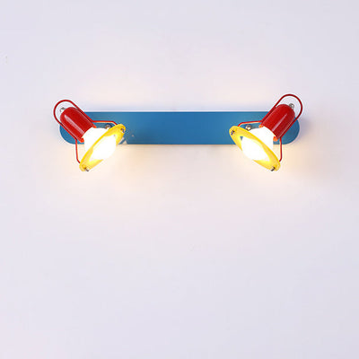 Zeitgenössische kreative kindliche bunte geometrische Eisen 2-Licht Spiegel Front Wandleuchte Lampe für Schlafzimmer 