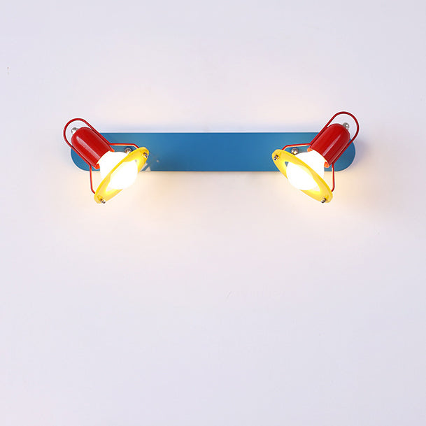 Zeitgenössische kreative kindliche bunte geometrische Eisen 2-Licht Spiegel Front Wandleuchte Lampe für Schlafzimmer 