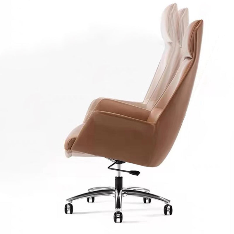 Moderner minimalistischer rechteckiger Hochlehner aus Leder mit Kohlenstoffstahl für das Home Office 