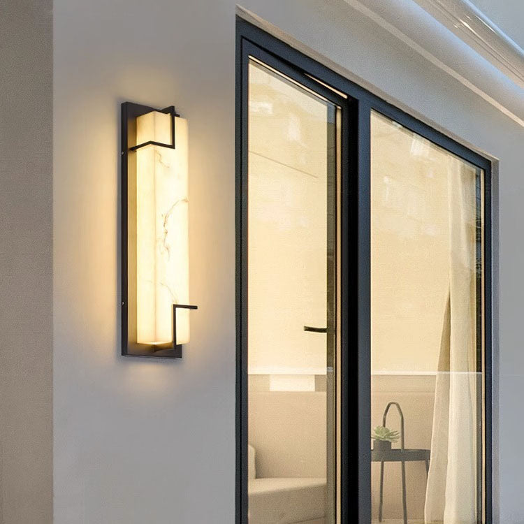 Modern Minimalist Rectangular Stainless Steel Resin LED Wall Sconce Lamp For Outdoor Patio