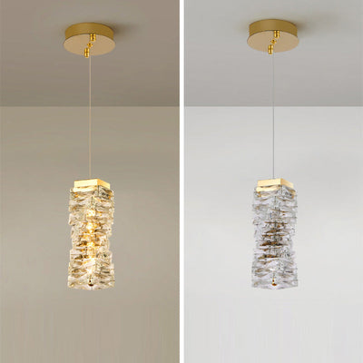 Moderne Luxus Edelstahl Kristall Unregelmäßige Spalte LED Pendelleuchte Für Wohnzimmer 