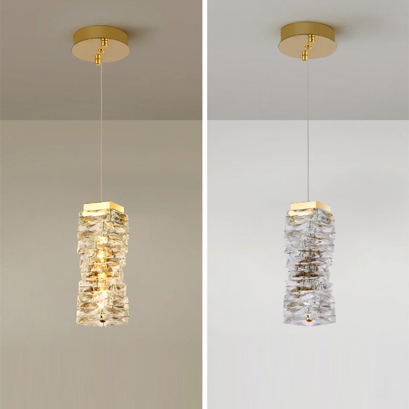 Moderne Luxus Edelstahl Kristall Unregelmäßige Spalte LED Pendelleuchte Für Wohnzimmer 