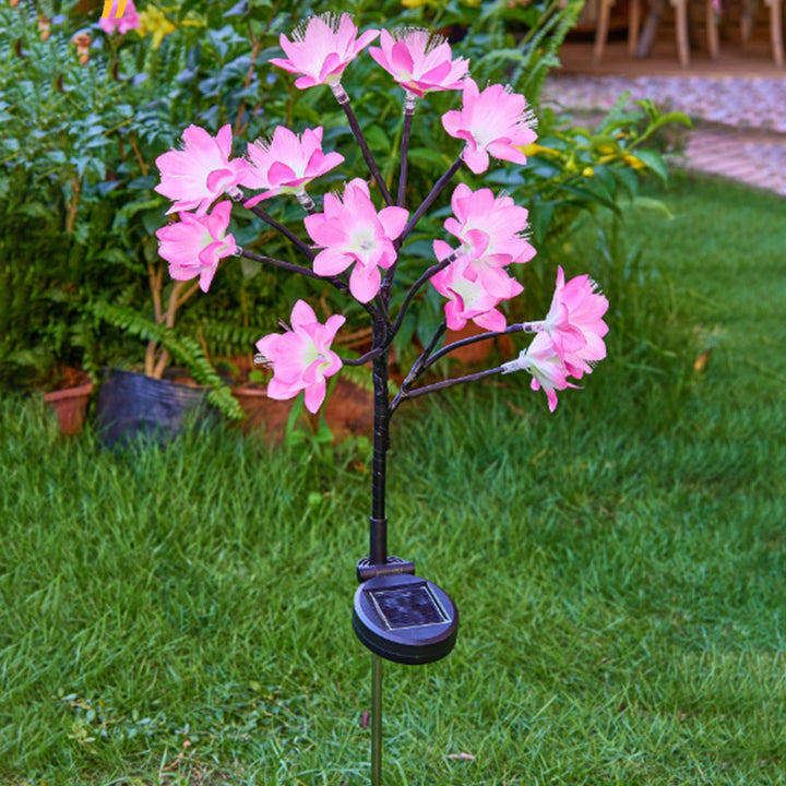 Lumière de pelouse décorative à fiche de sol LED Camélia ABS créative moderne solaire 
