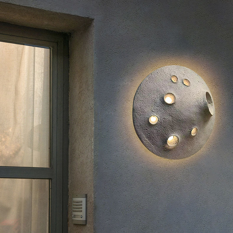 Lámpara Aplique de Pared LED de Hormigón Lunar Impermeable Creativa Contemporánea para Jardín 