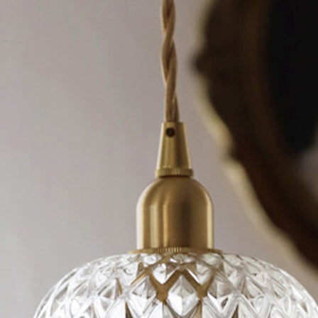 Traditionelle französische florale 1-flammige Pendelleuchte aus Messing und Glas für das Wohnzimmer 
