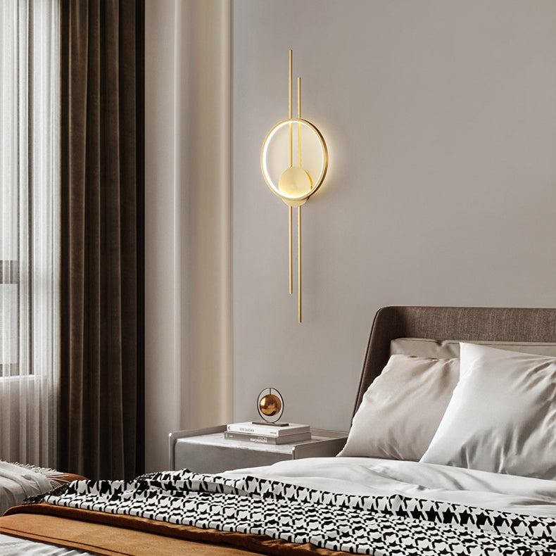 Modern Minimalist Asymmetric Copper LED Wall Sconce Lamp For Living Room