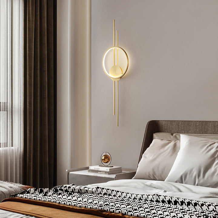 Modern Minimalist Asymmetric Copper LED Wall Sconce Lamp For Living Room