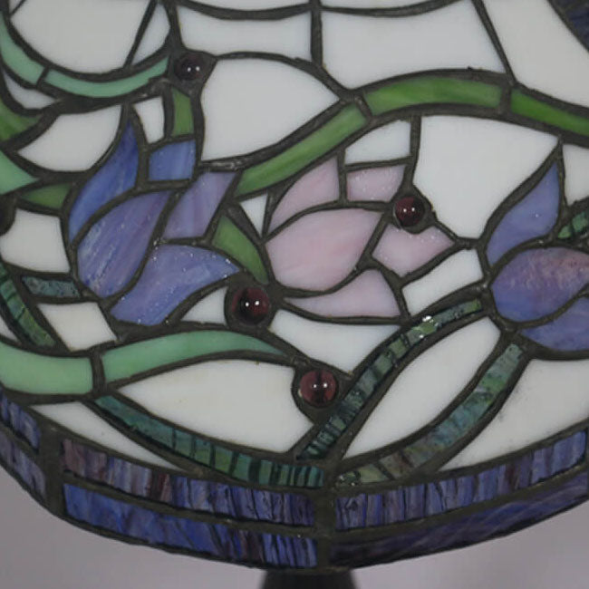 Lámpara de Mesa de 1 Luz con Cúpula de Resina de Vidrio Tiffany Tulip Vintage 