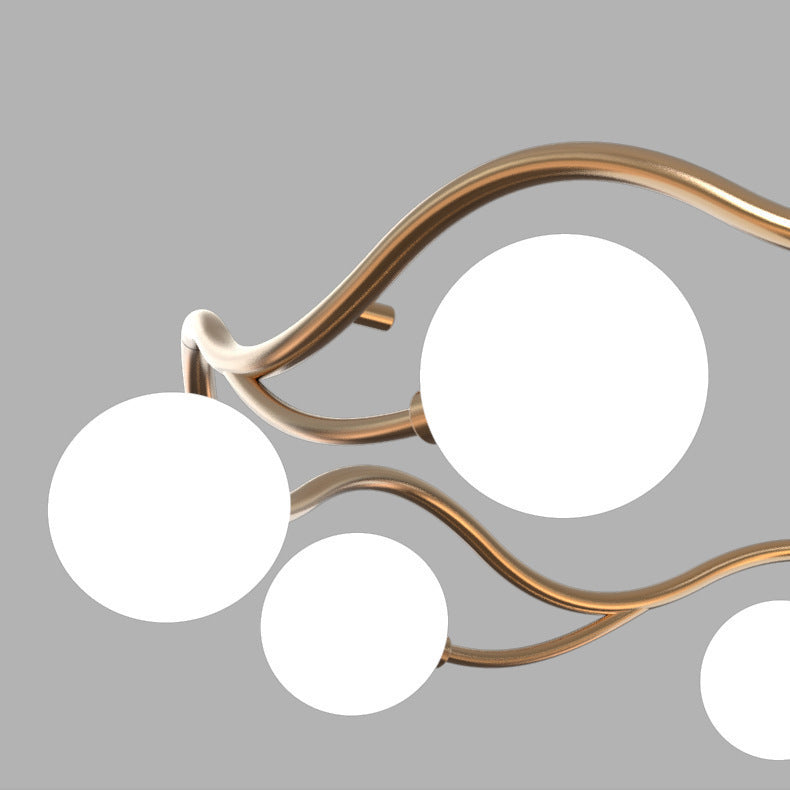 Moderner Mid-Century Magic Bean Glas Eisenring 8-Licht Kronleuchter für Wohnzimmer 