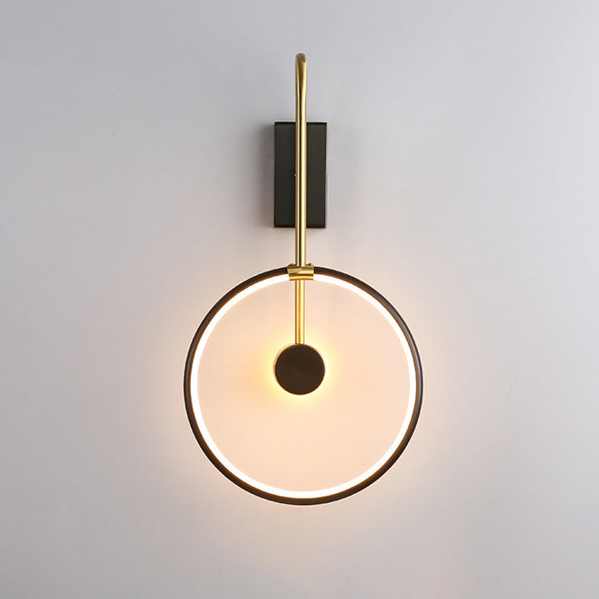Aplique de pared LED moderno de aluminio, silicona y acrílico con diseño circular tipo anillo para dormitorio 