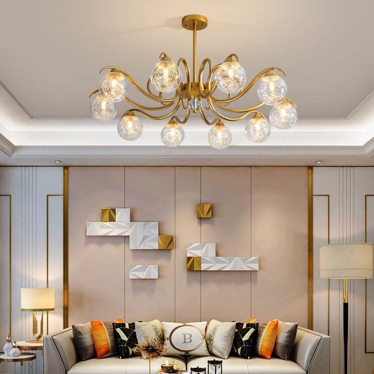 Modern Luxury Magic Bean Glass Gold Branch 6/8/10 Light Chandelier for Living Room