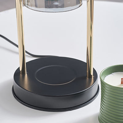 Lámpara de mesa rectangular nórdica contemporánea de hierro y vidrio cónico de 1 luz con cera derretida para dormitorio 