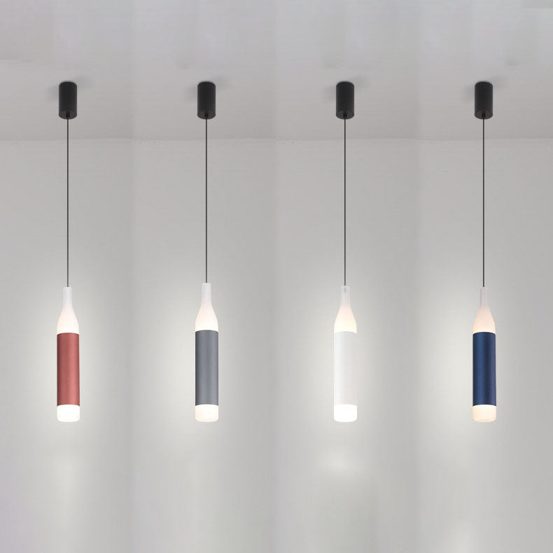 Scandinavian Modern Creative Wine Bottle Aluminum Acrylic LED Pendant Light