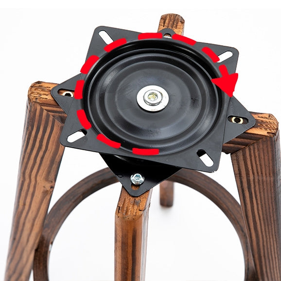 Tabouret de bar pivotant contemporain rétro rond en similicuir avec pieds en bois, dossier bas et repose-pieds pour salle à manger 