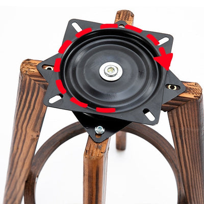 Tabouret de bar pivotant contemporain rond en cuir avec pieds en bois, dossier bas et repose-pieds pour salle à manger 