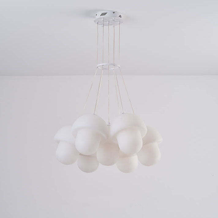 Nordic Minimalist White Mushroom Iron PE 7-Light Island Light Chandelier