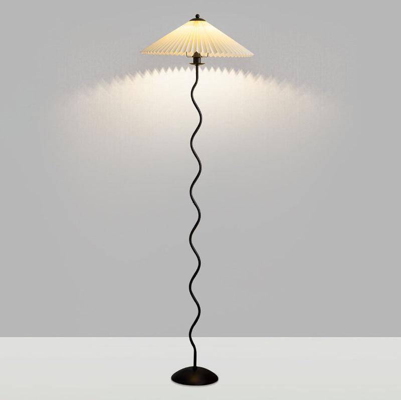 Vintage Fabric Pleated Shade 1-Light Standing Floor Lamp