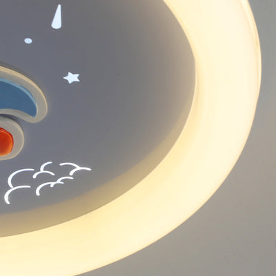 Zeitgenössische kreative Kinder Runde Rakete Acryl Harz Eisen LED Unterputz Deckenleuchte für Schlafzimmer 