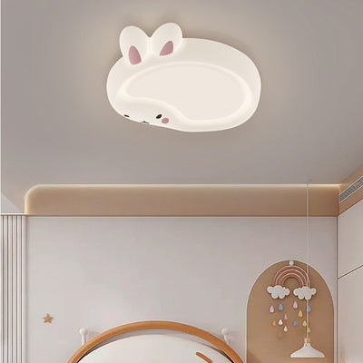 Modern Art Deco Bunny Bear PC Iron LED Flush Mount Ceiling Light For Bedroom