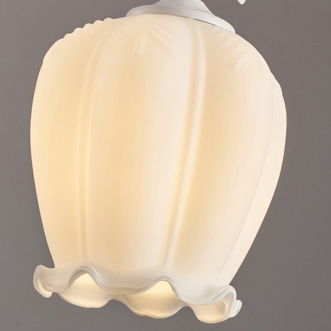 Zeitgenössischer kreativer Blumen-Glas-Eisen-Blätter-Entwurf 3-Licht-Insel-Licht-Kronleuchter für Wohnzimmer 