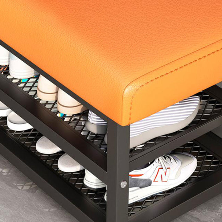 Modern Luxury Rectangle Synthetic Fabric Carbon Steel Shoe Storage 2-Shelf For Entryways