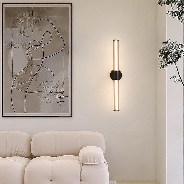 Applique Murale à LED en Verre de Cuivre Cylindrique Minimaliste Moderne Pour Salon 