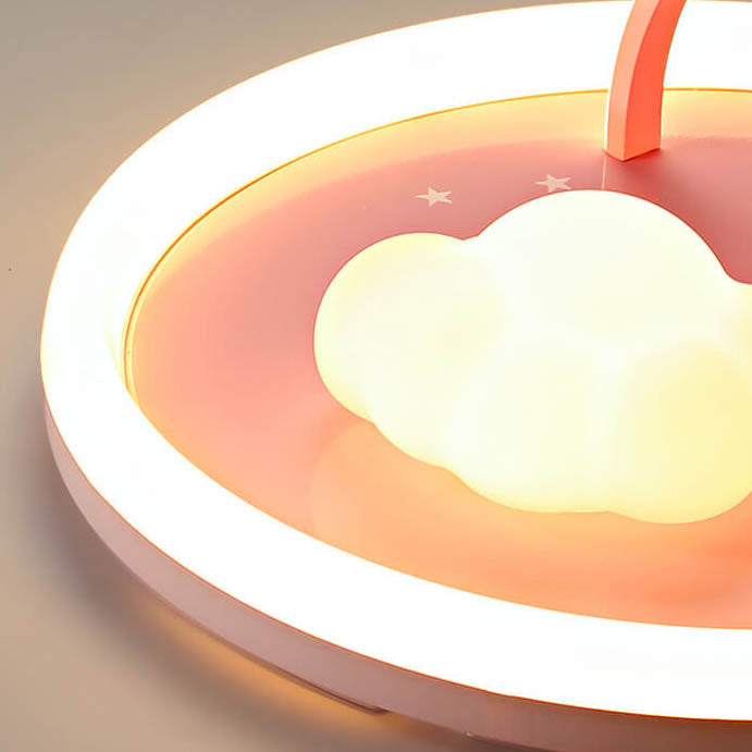 Zeitgenössische kreative Kinder Wolkenrunde Harz Eisen Acryl LED Deckenleuchte für das Schlafzimmer 