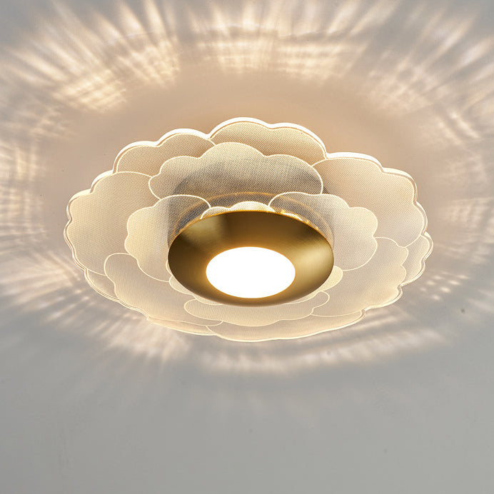 Luz de techo LED semi-empotrada moderna minimalista redonda cuadrada de flores de acrílico y metal para dormitorio 