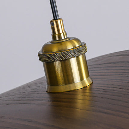 Lámpara colgante de 1 luz en forma de hoja de grano de madera de nogal japonés tradicional para comedor 