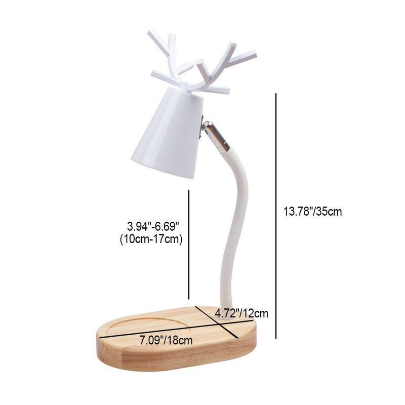 Lámpara de mesa ajustable de cera derretida de 1 luz con base de madera maciza y astas de hierro creativas japonesas 