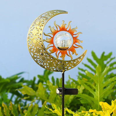 Contemporary Creative Moon Fairy Iron Solar LED Ground Plug Outdoor Landscape Light For Garden