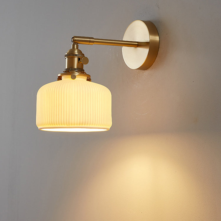 Moderne minimalistische gestreifte Keramikglas 1-Licht Wandleuchte 