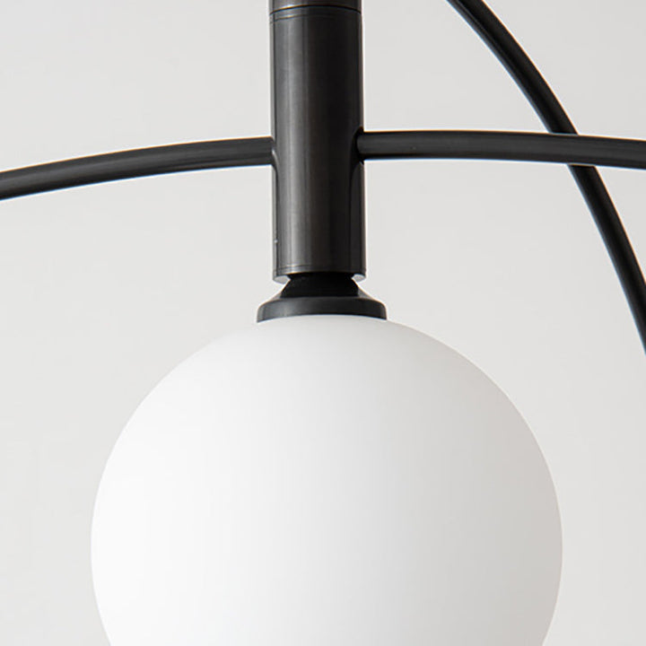 Plafonnier moderne minimaliste à ligne courbe en fer et verre à 5 lumières pour salon 
