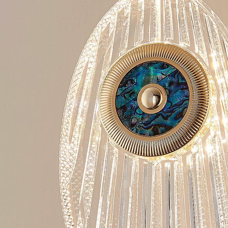 Moderne Luxus Oval Shell Aluminium Acryl LED Pendelleuchte für Schlafzimmer 