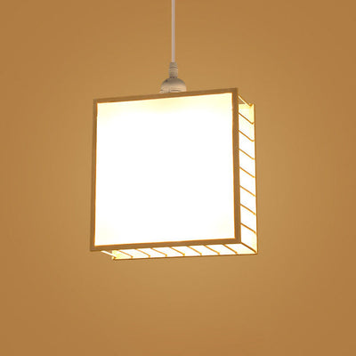 Traditionelle chinesische Bambusweberei geometrischer Käfig 1-flammige Pendelleuchte für Wohnzimmer 