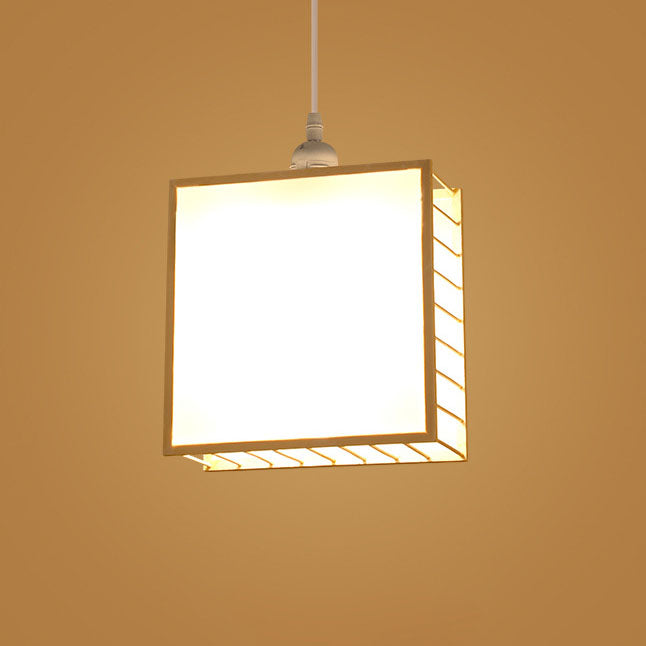 Traditionelle chinesische Bambusweberei geometrischer Käfig 1-flammige Pendelleuchte für Wohnzimmer 