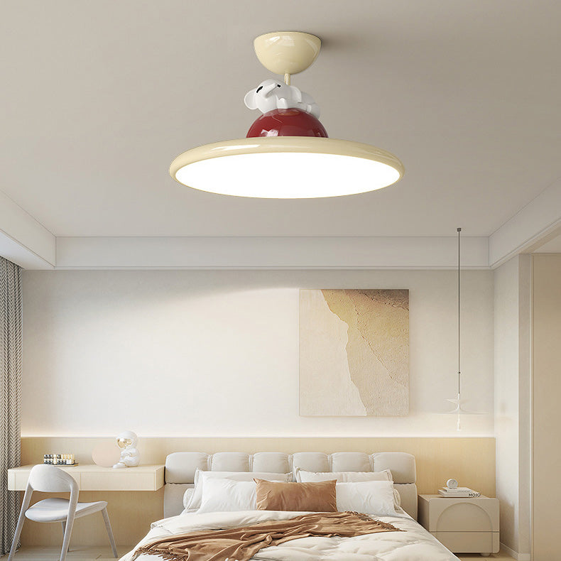 Plafonnier semi-encastré en fer acrylique LED Panda éléphant créatif contemporain pour chambre à coucher 
