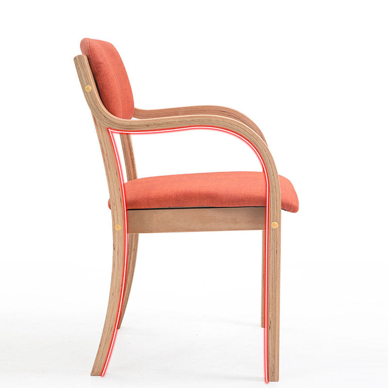 Chaise de salle à manger moderne en tissu, bois, éponge, carrée, incurvée, avec dossier et accoudoirs 