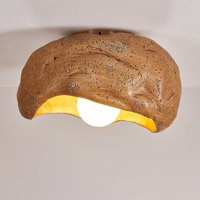 Japanese Creative Resin Rock Texture 1-Light Flush Mount Ceiling Light