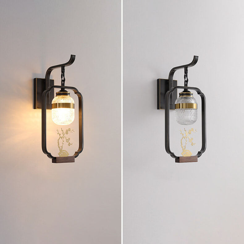 Moderne Vintage Leuchte Luxus Pflanze Kupfer Kristall Glas 1-Licht Wandleuchte 