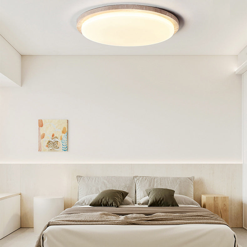 Moderne minimalistische runde LED-Deckenleuchte aus Chalcopyrit und Acryl für das Schlafzimmer 