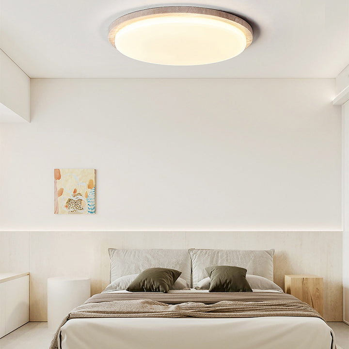 Moderne minimalistische runde LED-Deckenleuchte aus Chalcopyrit und Acryl für das Schlafzimmer 